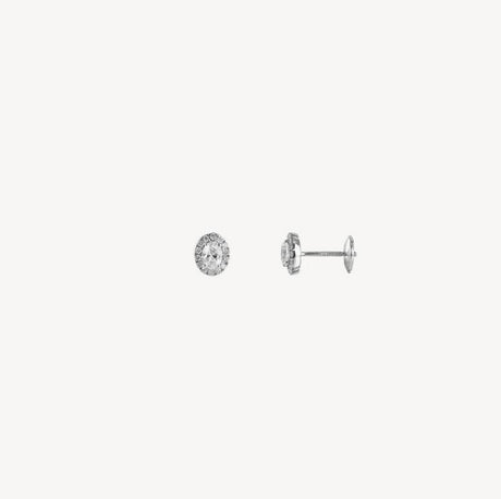 Boucles d'oreilles Puces Ovales PM en or blanc serties de diamants – Maison Paillard