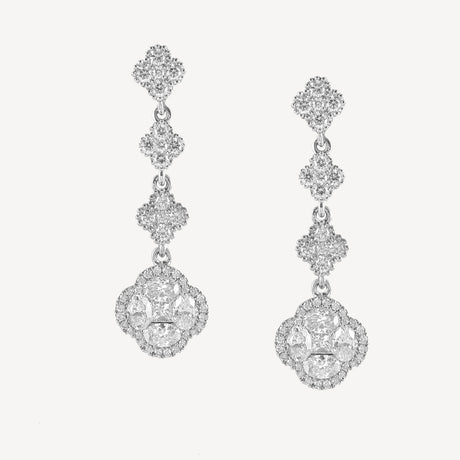 Boucles d'oreilles Moon Pendantes en or blanc serties de diamants – Maison Paillard