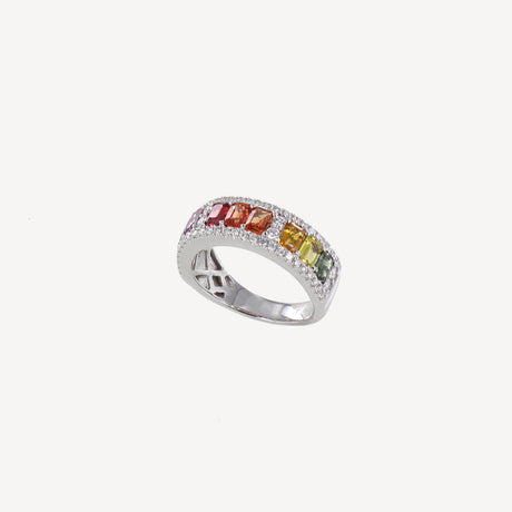 Bague Evy en or blanc sertie de diamants et saphirs – Maison Paillard