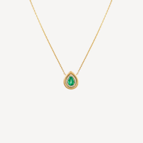 Collier Icona Poire Emeraude en or jaune serti de diamants et émeraudes – Maison Paillard