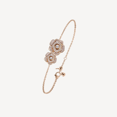 Bracelet 2 Fleurs en or rose serti de diamants – Maison Paillard