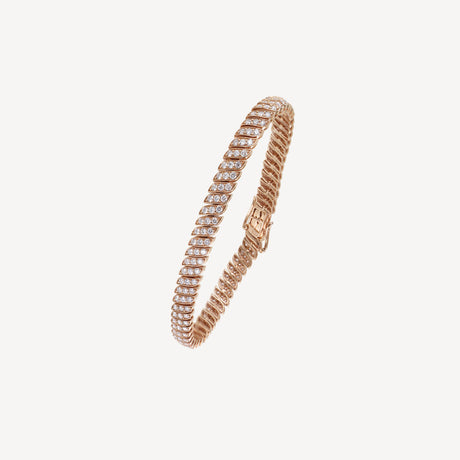 Bracelet Torsade Souple en or rose serti de diamants – Maison Paillard