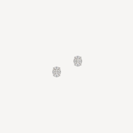 Boucles d'oreilles Kath Ovale PM en or blanc serties de diamants – Maison Paillard