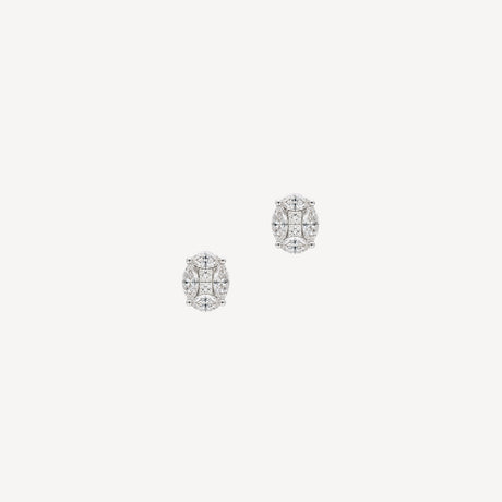 Boucles d'oreilles Kath Ovale MM en or blanc serties de diamants – Maison Paillard
