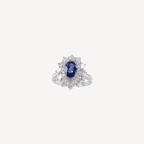 Bague Leyla en or blanc sertie de diamants et saphirs – Maison Paillard