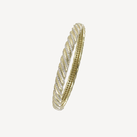 Bracelet Jonc Diamants en or jaune serti de diamants – Maison Paillard