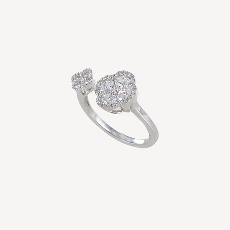 Bague Moon Toi et Moi en or blanc sertie de diamants – Maison Paillard