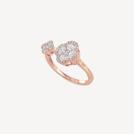 Bague Moon Toi et Moi en or rose sertie de diamants – Maison Paillard