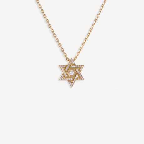 Collier Maguen David Sans Beliere en or rose serti de diamants – Maison Paillard