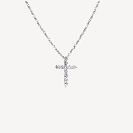 Collier Croix Serti Griffes GM en or blanc serti de diamants – Maison Paillard