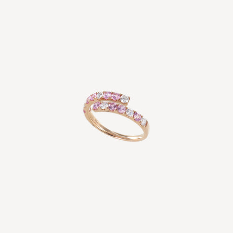 Bague Kelya en or rose sertie de diamants et saphirs – Maison Paillard