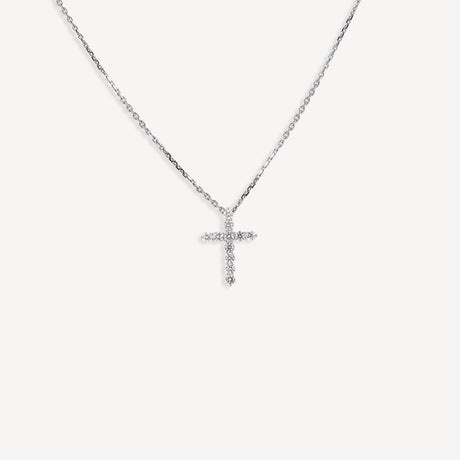 Collier Croix Sertie Griffes PM en or blanc serti de diamants – Maison Paillard