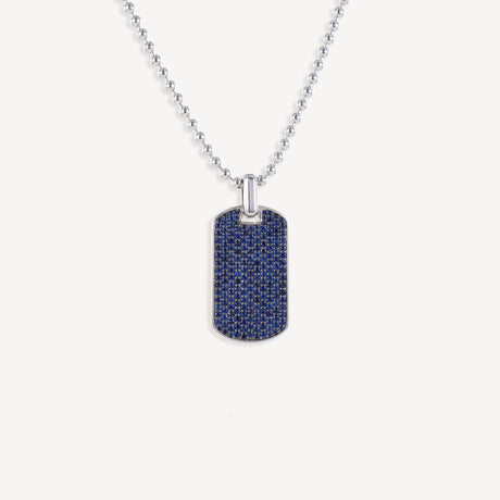 Collier Plaque Saphirs Bleus en or blanc serti de diamants et saphirs – Maison Paillard