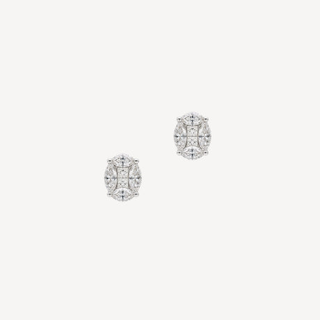Boucles d'oreilles Kath Ovale GM en or blanc serties de diamants – Maison Paillard