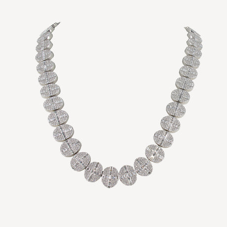 Collier Mailles Ovales en or blanc serti de diamants – Maison Paillard