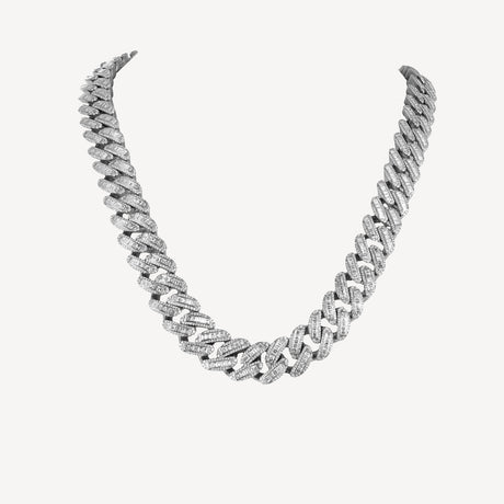Collier Maille Cubaine Baguettes en or blanc serti de diamants – Maison Paillard