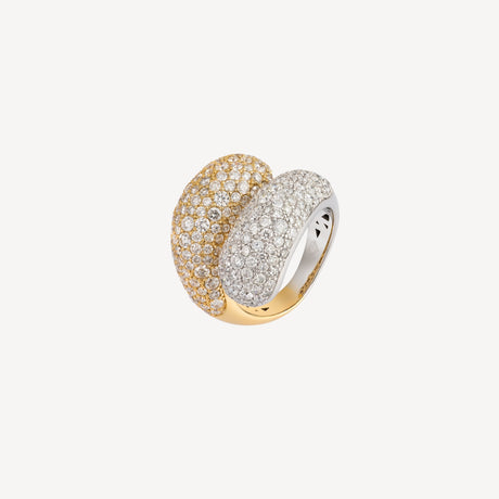 Bague Lune et Soleil en or blanc et or jaune sertie de diamants – Maison Paillard