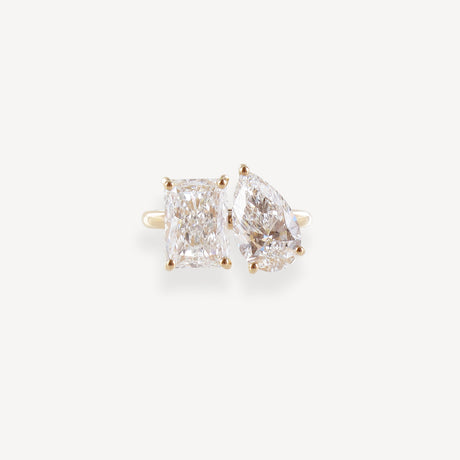 Solitaire 2 Stones en or blanc serti de diamants – Maison Paillard, vue de détail