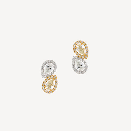 Boucles d'oreilles Duo en or blanc et or jaune serties de diamants – Maison Paillard