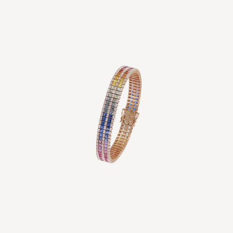 Bracelet Rainbow Princess Ii en or rose serti de diamants et saphirs – Maison Paillard