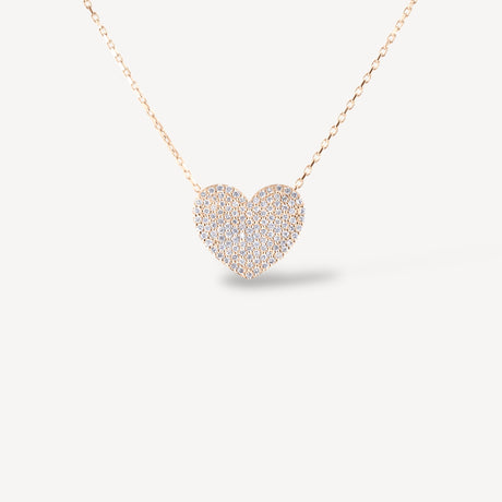 Collier Le Coeur Pave en or rose et or blanc serti de diamants – Maison Paillard