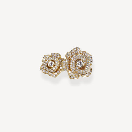 Bague 2 Fleurs en or blanc et or jaune sertie de diamants – Maison Paillard