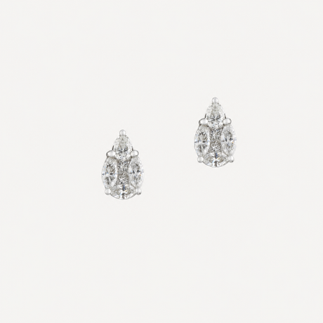 Boucles d'oreilles Kath GM en or blanc serties de diamants – Maison Paillard