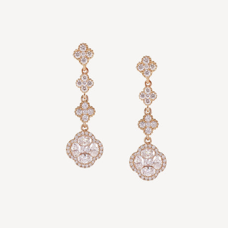 Boucles d'oreilles Moon Pendantes en or rose serties de diamants – Maison Paillard