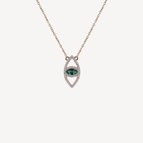 Collier Le Protecteur Émeraude en or rose serti de diamants et émeraudes, collection Veronika Loubry x Paillard – Maison Paillard
