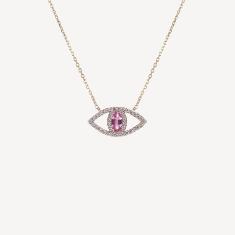 Collier Le Protecteur Saphir Rose en or rose serti de diamants et saphirs, collection Veronika Loubry x Paillard – Maison Paillard