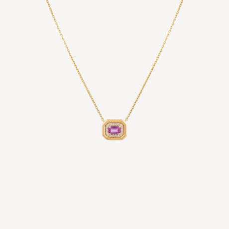 Collier Icona Saphir Rose en or jaune serti de diamants et saphirs – Maison Paillard