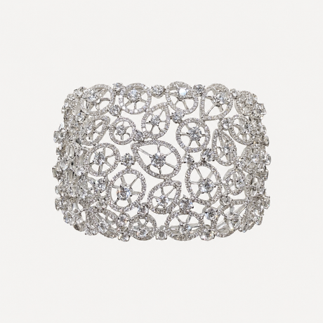 Bracelet Manchette Alba en or blanc serti de diamants – Maison Paillard