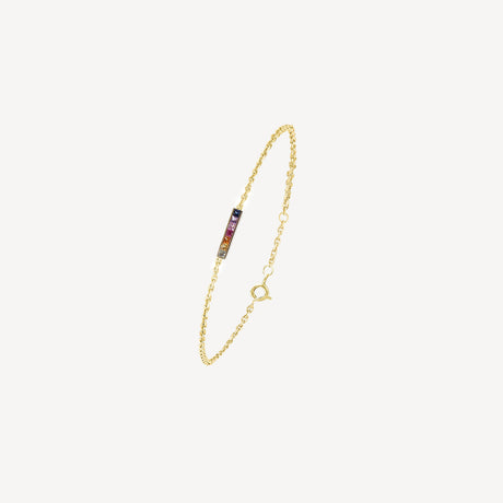 Bracelet Barrette Rainbow en or jaune serti de saphirs – Maison Paillard