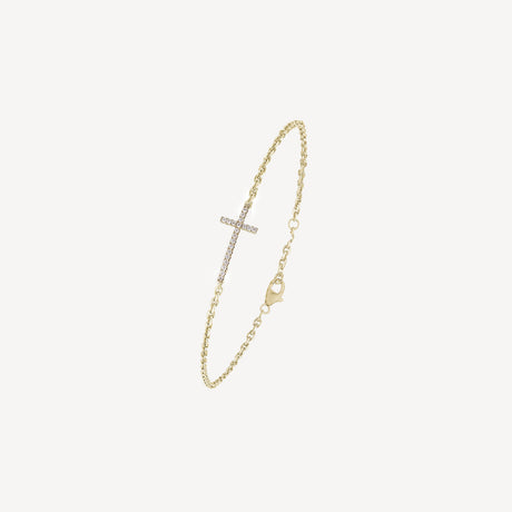 Bracelet Croix GM en or jaune serti de diamants – Maison Paillard