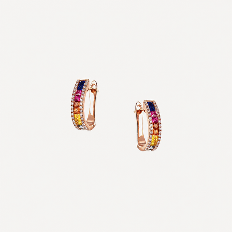 Boucles d'oreilles Rio-diamants en or rose serties de diamants et saphirs – Maison Paillard