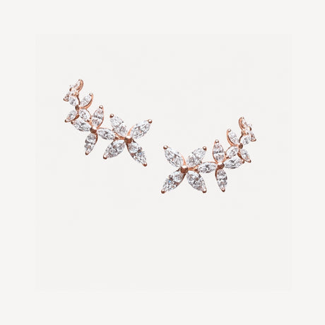 Boucles d'oreilles Bloom Marquise en or rose serties de diamants – Maison Paillard