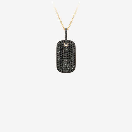Collier Plaque Diamants Noirs PM en or jaune serti de diamants – Maison Paillard