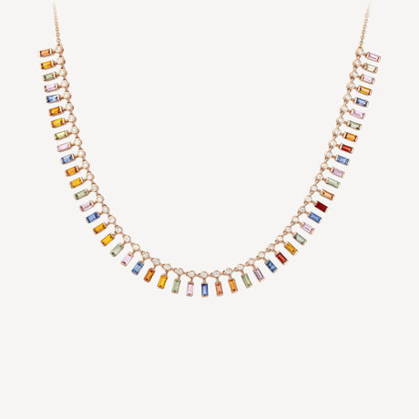 Collier Rivière Rainbow Sun en or rose serti de diamants – Maison Paillard