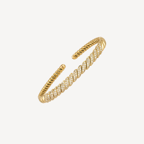 Bracelet Torsade Diamants en or jaune serti de diamants – Maison Paillard