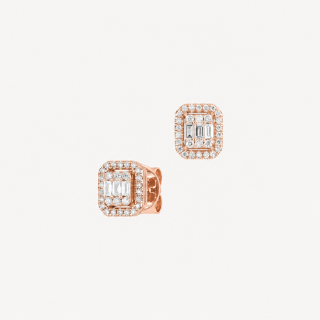Boucles d'oreilles Livy PM en or rose et or blanc serties de diamants – Maison Paillard