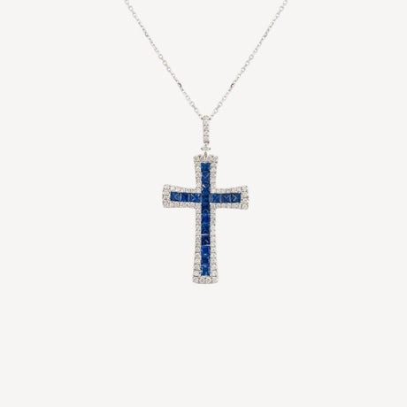 Collier Gabriel Saphirs en or blanc serti de diamants et saphirs – Maison Paillard