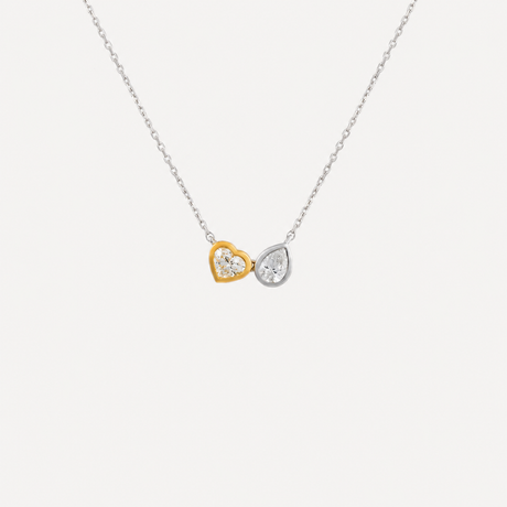 Collier Twice Poire en or blanc et or jaune serti de diamants – Maison Paillard