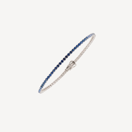 Bracelet Rivière Saphirs et Diamants en or blanc serti de diamants et saphirs – Maison Paillard