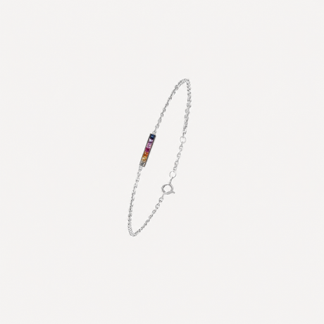 Bracelet Barrette Rainbow en or blanc serti de saphirs – Maison Paillard