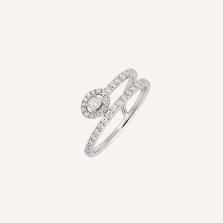 Bague Diana Ovale en or blanc sertie de diamants – Maison Paillard