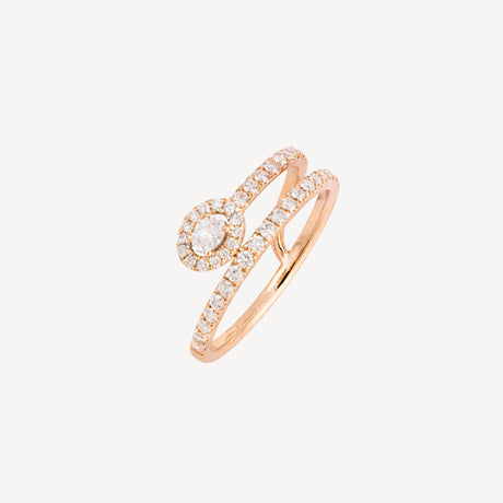 Bague Diana Ovale en or rose et or blanc sertie de diamants – Maison Paillard