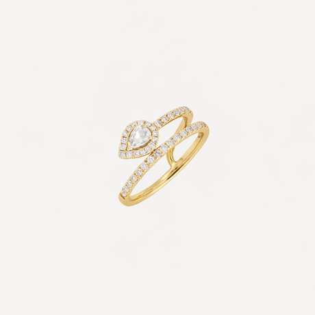 Bague Diana Poire en or jaune sertie de diamants – Maison Paillard