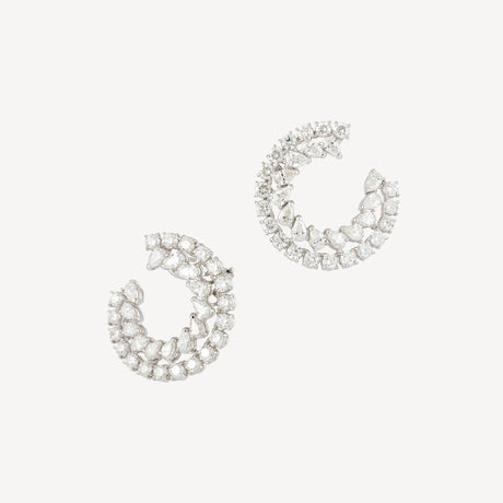 Boucles d'oreilles Icon C en or rose et or blanc serties de diamants – Maison Paillard