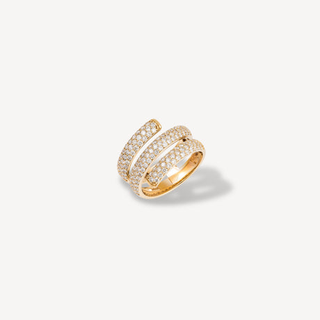 Bague Spirale en or jaune sertie de diamants – Maison Paillard
