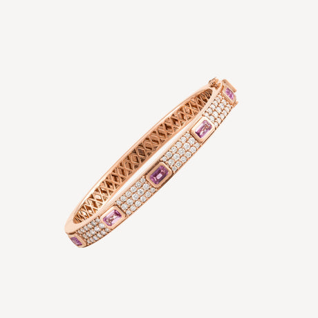 Bracelet Jonc Saphirs Roses en or rose serti de diamants et saphirs – Maison Paillard